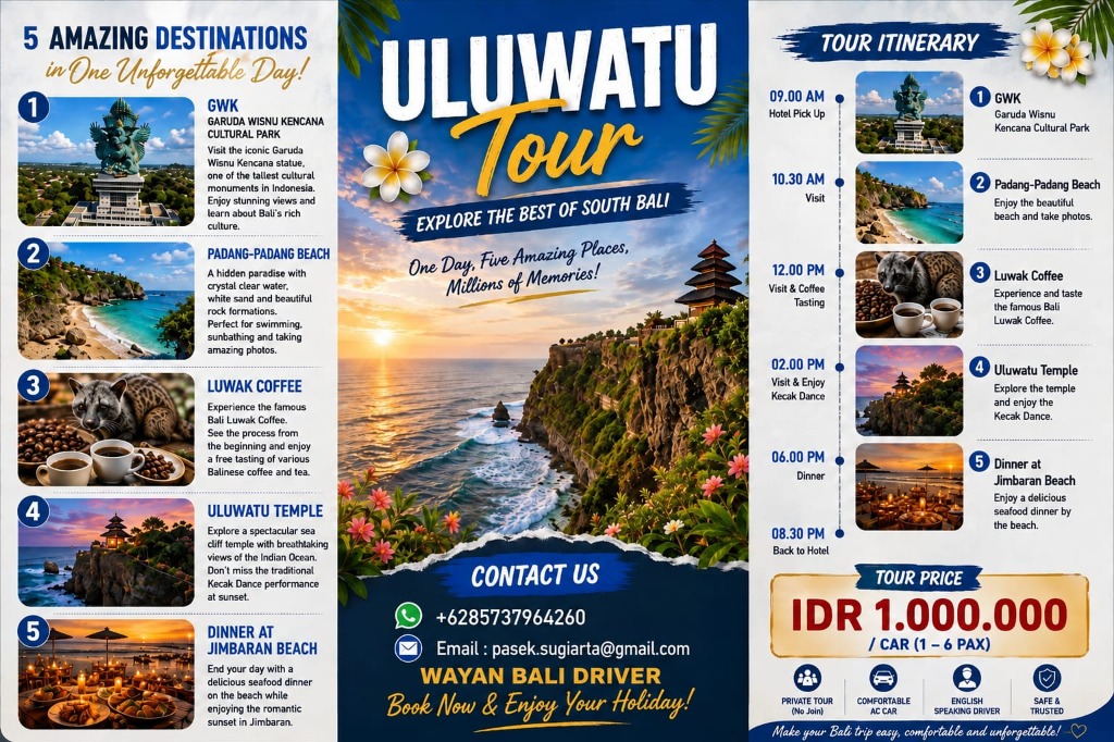 Uluwatu Sunset Tour Bali - GWK, Padang Padang, Kecak Dance